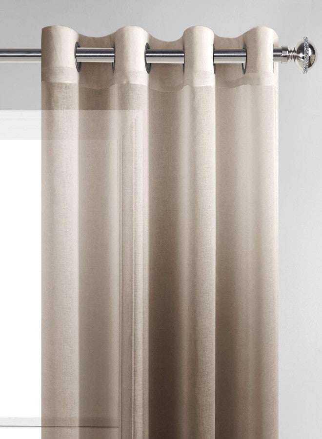 DWCN Faux Linen Ombre Sheer Curtains - Gradient Semi Voile Grommet Top Window Curtains for Bedroom and Living Room, Set of 2 Panels, 52 x 84 Inches Long, Chocolate Brown - Image 3